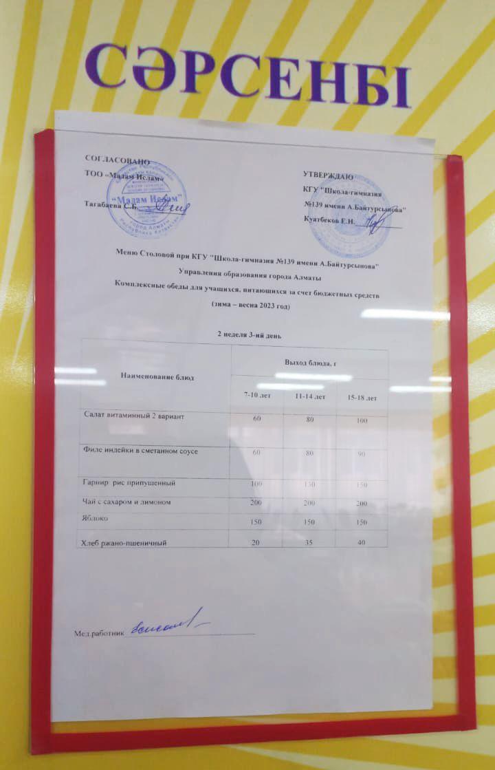 15.02.2023 Ыстық тамақ ас мәзірі бойынша