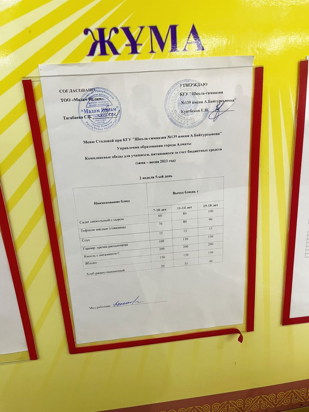 12.05.2023 Ыстық тамақ ас мәзірі бойынша