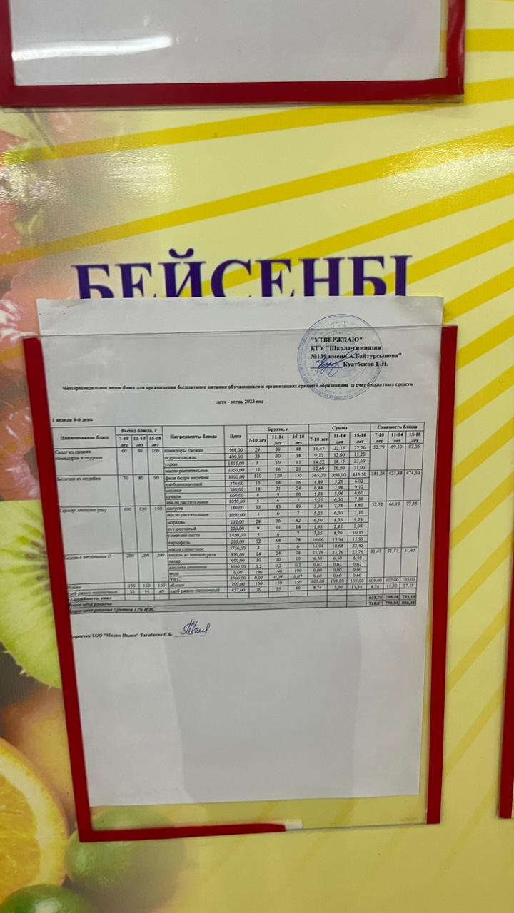 05.10.2023 Ыстық тамақ ас мәзірі бойынша