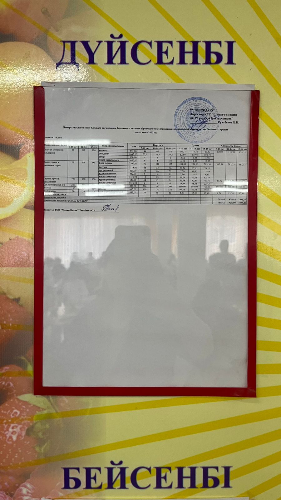 04.12.2023 Ыстық тамақ ас мәзірі бойынша