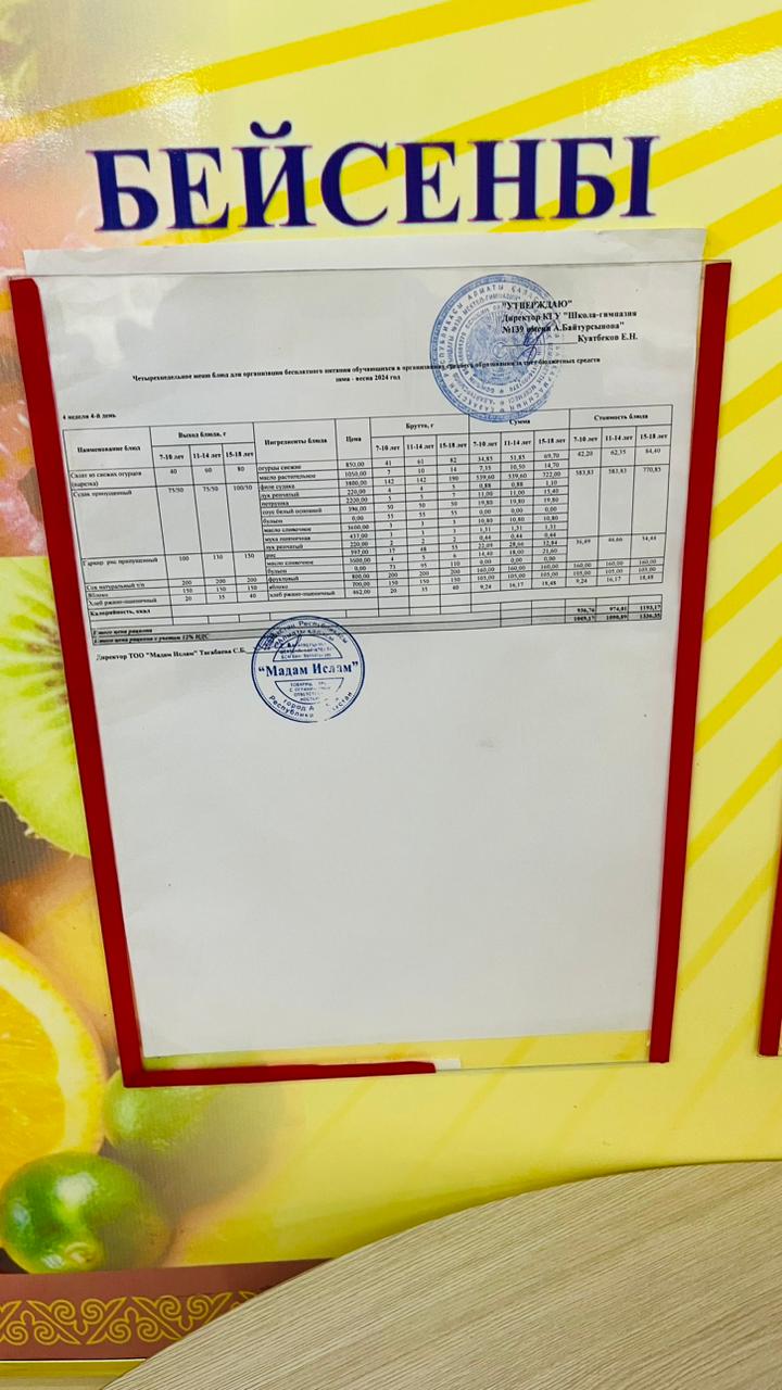 23.05.2024 Ыстық тамақ ас мәзірі бойынша