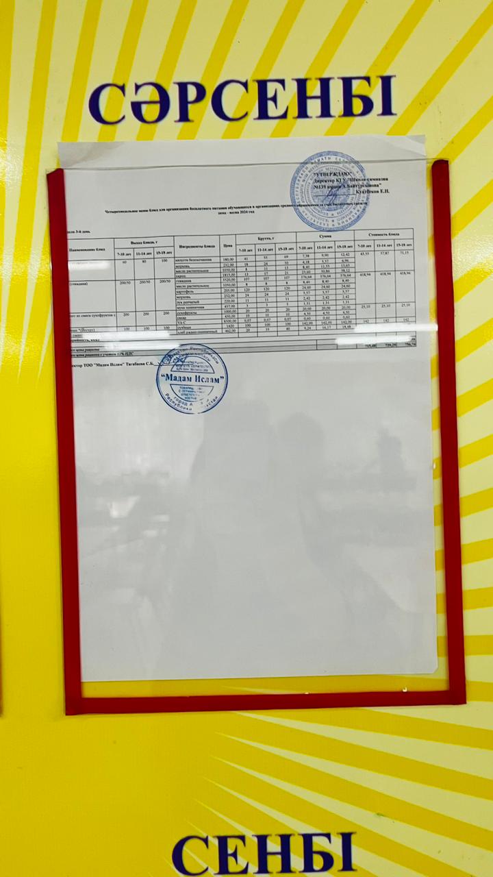 22.05.2024 Ыстық тамақ ас мәзірі бойынша